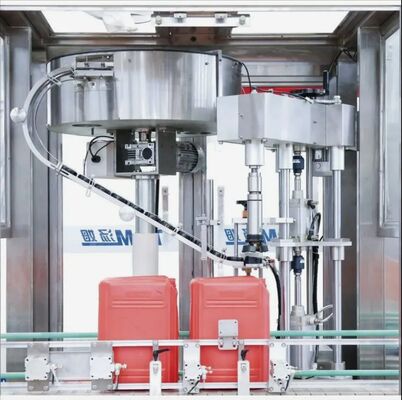 ซื้อ อัตโนมัติอัตโนมัติอัตโนมัติ Pneumatic Square Bucket Filler Sealer Capper & Labeler สําหรับกระป๋องแก้ว / พลาสติก 5-30 ลิตร การผลิตออนไลน์