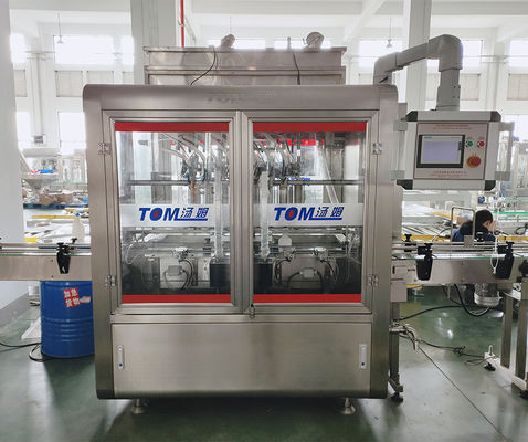 เครื่องบรรจุสารเคมี 100ml-1L 8 Nozzles เครื่องบรรจุสารเคมีที่ควบคุมโดย PLC อัตโนมัติสําหรับแอลกอฮอล์เอธิล